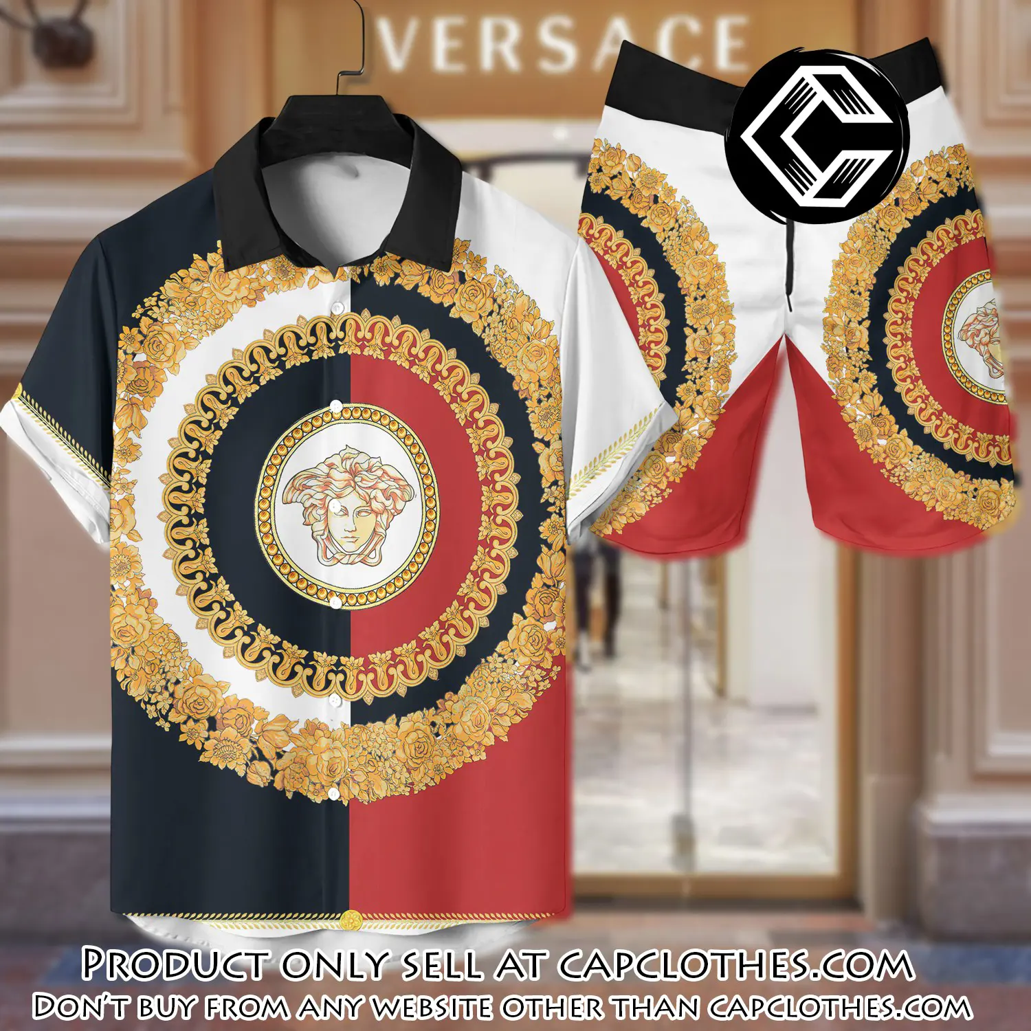 Versace luxury hawaiian shirt & short set lhs1213 cc4559665